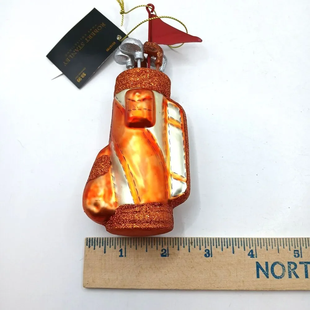 Robert Stanley Golfbag & Clubs 18th Hole Blown Glass Christmas Ornament 2018 NWT